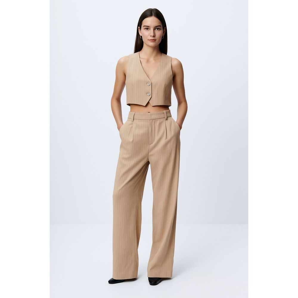 PIPPA THE LABEL Pinstriped Wide Leg Pant Vest Set NWT Small‎